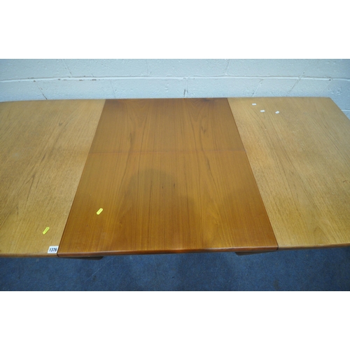 1376 - WHITE AND NEWTON LTD, A MID CENTURY TEAK EXTENDING DINING TABLE, with a single fold out leaf, extend... 