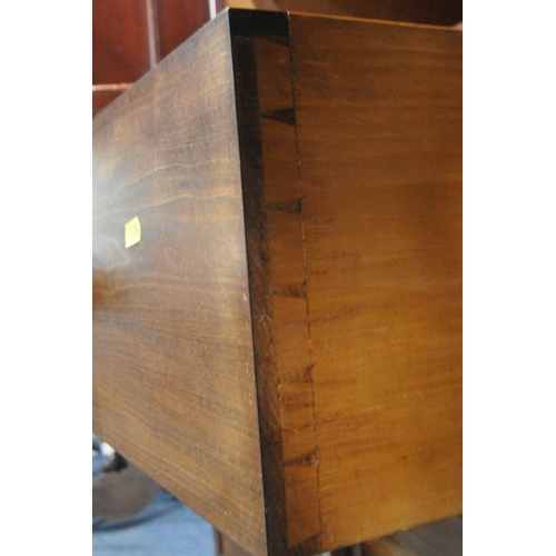 1384 - A 19TH CENTURY MAHOGANY LINEN PRESS, with a loose overhanging cornice, the double doors enclosing th... 