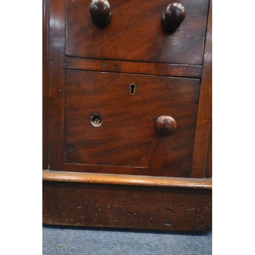 1387 - A 19TH CENTURY MAHOGANY TWIN PEDESTAL DRESSING TABLE, with an oval mirror, fitted with an arrangemen... 