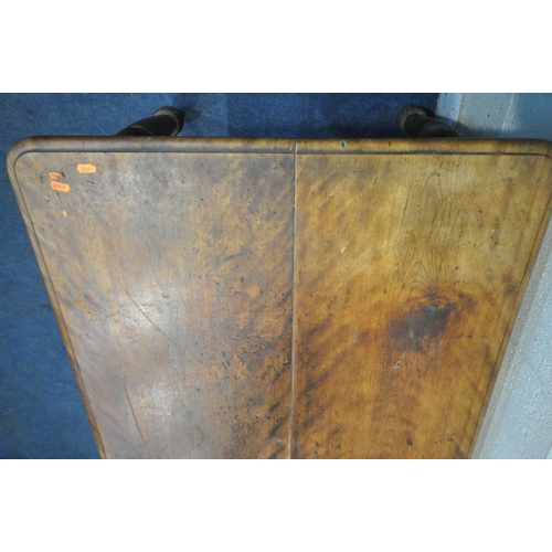 1392 - A VICTORIAN BIRCH RECTANGULAR TABLE, on turned legs, length 162cm x depth 79cm x height 73cm (condit... 