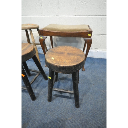 1395 - A SELECTION OF STOOLS, of various ages and styles, to include a circular and oval bergère stool, dre... 