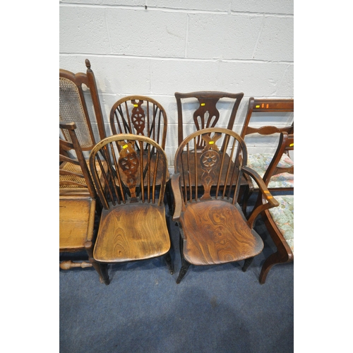 1398 - A SELECTION OF VARIOUS CHAIRS, of various ages and styles to include a carved oak high back chair, t... 