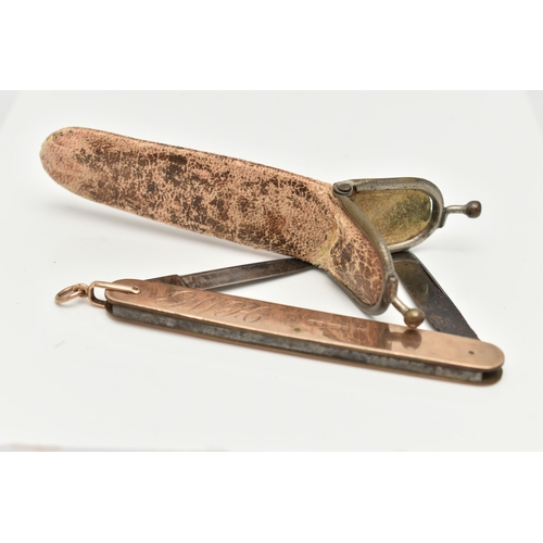 40 - A 9CT GOLD CASED PENKNIFE, the plain 9ct gold case with engraved scrolling initials 'GWH,' enclosing... 