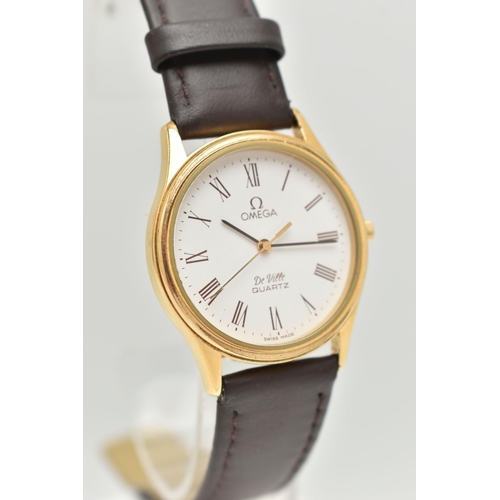 60 - A GENTS 'OMEGA DE VILLE' WRISTWATCH, quartz movement, round white dial signed 'Omega De Ville, Quart... 