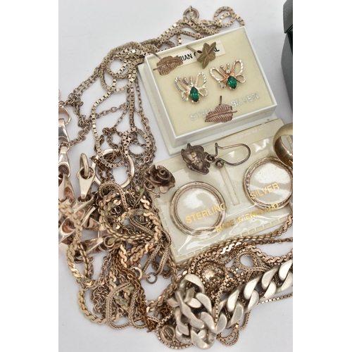 122 - ASSORTED SILVER AND WHITE METAL JEWELLERY, to include a silver fancy link bracelet fitted with a tog... 