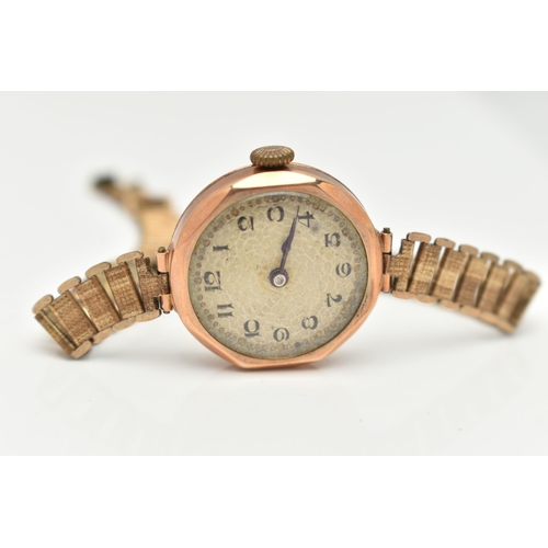 129 - THREE LADIES 9CT GOLD WRISTWATCHES, to include an early 20th century manual watch, inside case back ... 