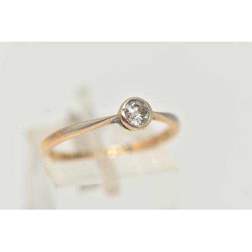 69 - A YELLOW METAL DIAMOND SINGLE STONE RING, an old cut diamond collet set, estimated diamond weight 0.... 