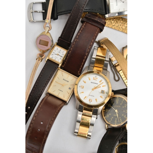 168 - A SMALL BOX OF ASSORTED LADIES AND GENTS WRISTWATCHES, to include a 'Sekonda' 17 jewels, stainless s... 