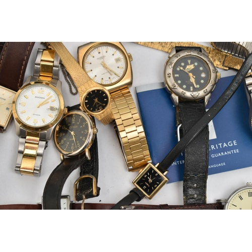 168 - A SMALL BOX OF ASSORTED LADIES AND GENTS WRISTWATCHES, to include a 'Sekonda' 17 jewels, stainless s... 