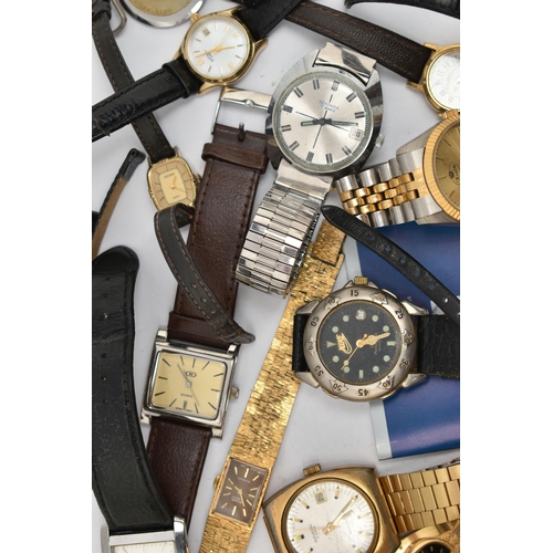 168 - A SMALL BOX OF ASSORTED LADIES AND GENTS WRISTWATCHES, to include a 'Sekonda' 17 jewels, stainless s... 