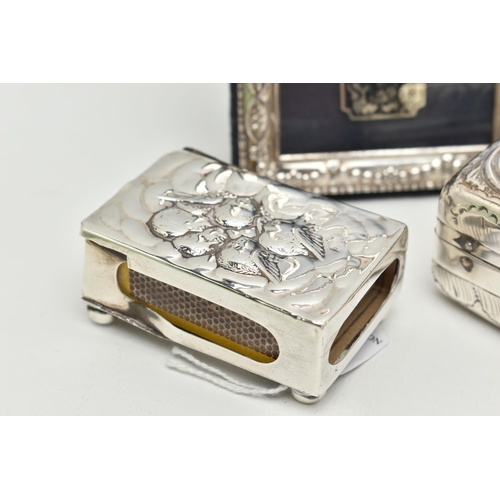 176 - A SMALL PARCEL OF SILVER, a pair of Elizabeth II rectangular easel back photograph frames, foliate d... 