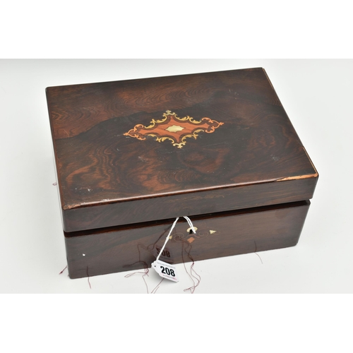 208 - A WOODEN BOX WITH ASSORTED PENS, a hinged wooden box encasing a selection of fountain pens, names to... 