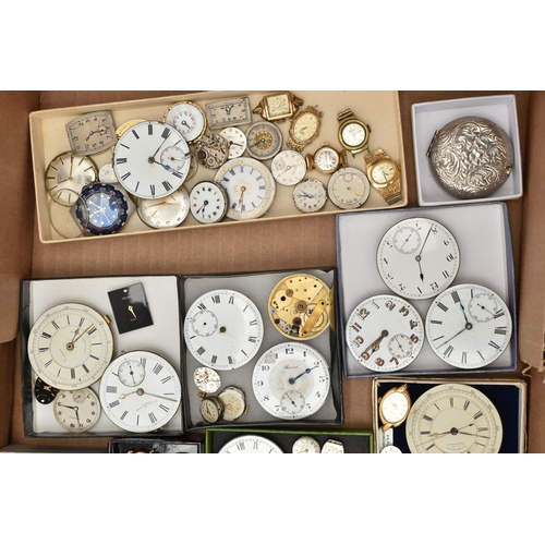 211 - A BOX OF ASSORTED WATCH PARTS, to include a large selection of watch movements, names to include Rot... 