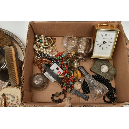 222 - A BOX OF ASSORTED ITEMS, to include a cased set of six silver teaspoons, each hallmarked 'C T Burrow... 