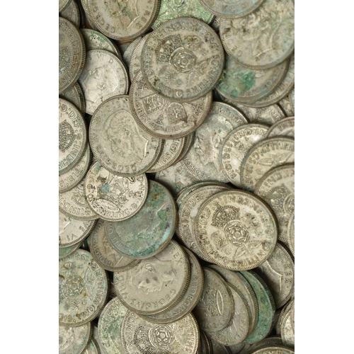 234 - A CARDBOARD BOX OF OVER 2000 GRAMS OF .500 FINE MIXED SILVER COINS (condition report: require some a... 