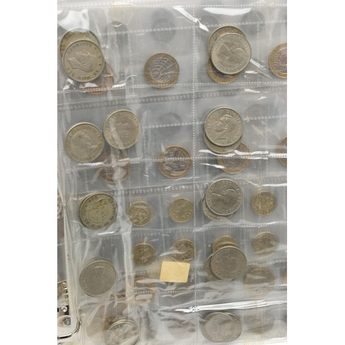 235 - A PLASTIC STORAGE TUB CONTAINING COINS AND BANKNOTES, to include an album of 'The History Of World W... 