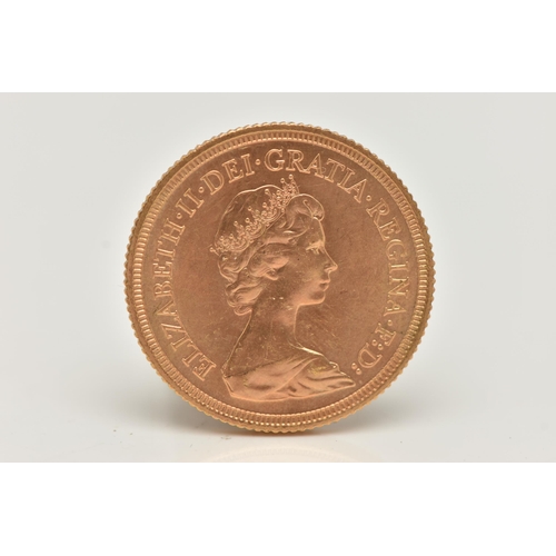 251 - A FULL GOLD SOVEREIGN COIN 1974 DEPICTING ELIZABETH II, 22ct, .916 fine, 22.05mm diameter, 7.98 gram