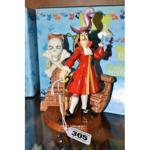 305 - TWO BOXED ROYAL DOULTON DISNEY SHOWCASE COLLECTION 'WALT DISNEY'S PETER PAN' FIGURES, comprising Cap... 