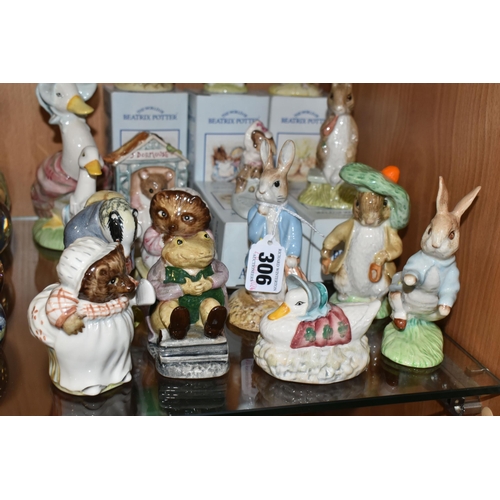 306 - SIXTEEN ROYAL ALBERT BEATRIX POTTER FIGURES, comprising large Jemima Puddle Duck, height 15.5cm, fiv... 