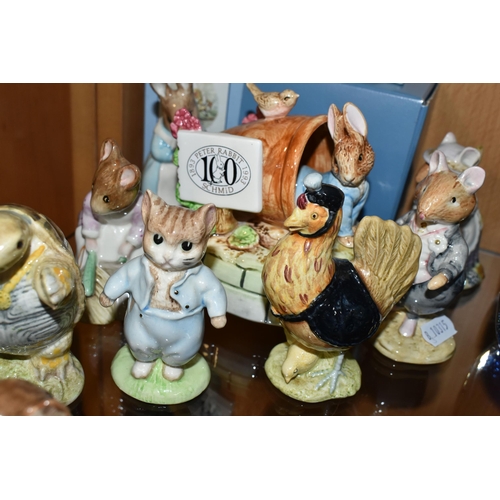 308 - A GROUP OF BEATRIX POTTER AND BRAMBLY HEDGE FIGURES ETC, comprising Beswick Beatrix Potter figures: ... 