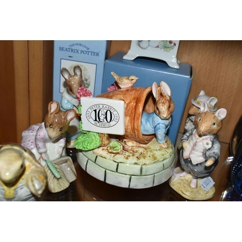 308 - A GROUP OF BEATRIX POTTER AND BRAMBLY HEDGE FIGURES ETC, comprising Beswick Beatrix Potter figures: ... 