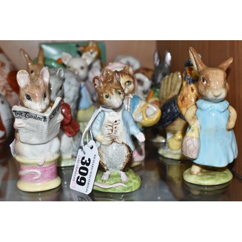 309 - FOURTEEN BESWICK BEATRIX POTTER FIGURES, comprising Johnny Town-Mouse BP-3b backstamp (possibly seco... 