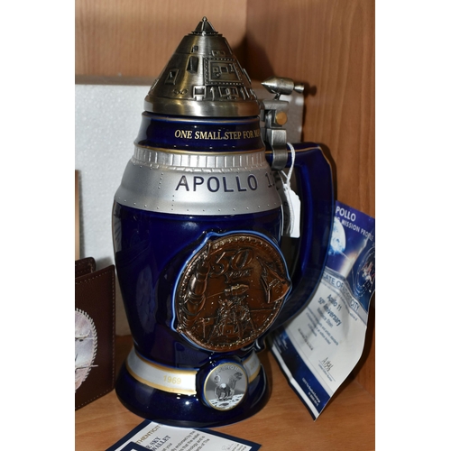 314 - AN APOLLO 11 STEIN, LANCASTER DESK CLOCK AND HEROES OF THE SKY WALLET, all by The Bradford Exchange,... 