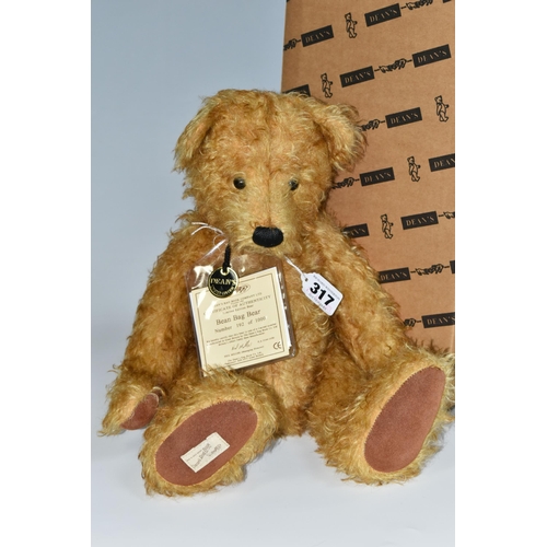 317 - A BOXED LIMITED EDITION DEAN'S RAG BOOK TEDDY BEAR, 'Bean Bag Bear' with attached certificate number... 