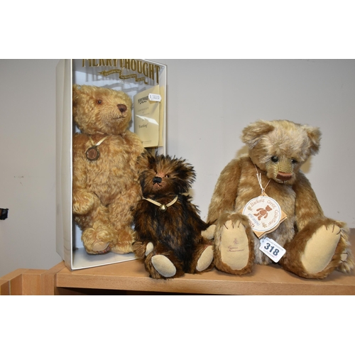 318 - THREE TEDDY BEARS, comprising a Gund 'Bruin' by Rosalie Frischmann from Barton's Creek Collection, h... 