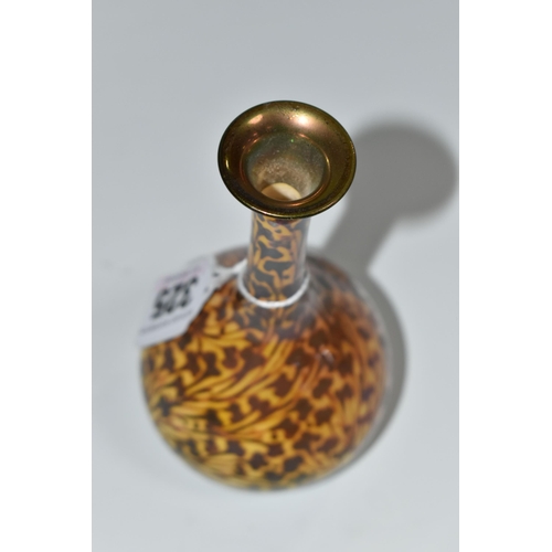 325 - A PILKINGTON'S BUD VASE, with foliate decoration on a yellow ground, model no 2598, impressed P and ... 