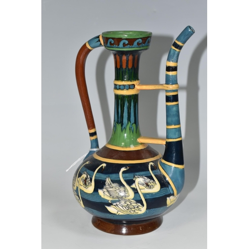 351 - A WILEMAN & CO FOLEY 'INTARSIO' PERSIAN STYLE COFFEE POT, No. 3053, decorated with coloured bands, b... 