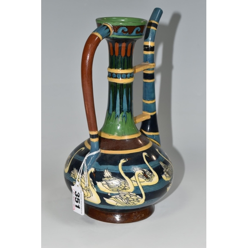 351 - A WILEMAN & CO FOLEY 'INTARSIO' PERSIAN STYLE COFFEE POT, No. 3053, decorated with coloured bands, b... 