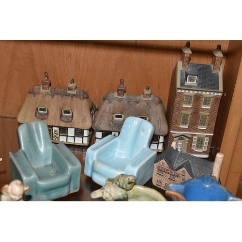 356 - A GROUP OF DENBY VILLAGE ORNAMENTS AND OTHER CERAMICS, comprising a Georgian Town House, two Thatche... 