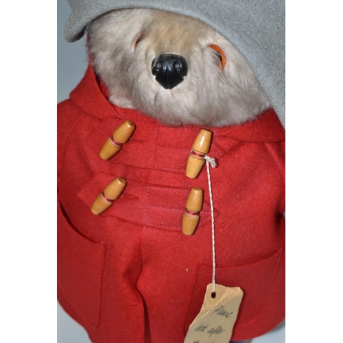 361 - A  GABRIELLE DESIGN PADDINGTON BEAR,  wearing red duffle coat, blue hat and blue 'Dunlop' wellies, c... 