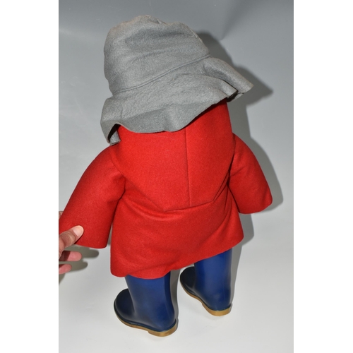 361 - A  GABRIELLE DESIGN PADDINGTON BEAR,  wearing red duffle coat, blue hat and blue 'Dunlop' wellies, c... 