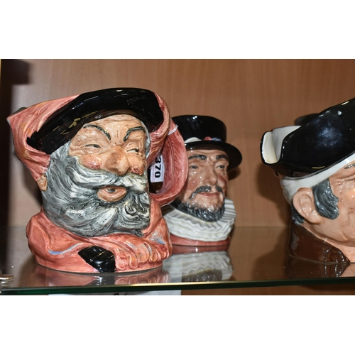 370 - A COLLECTION OF FIVE ROYAL DOULTON CHARACTER JUGS, comprising Falstaff D6287 (chipped eye lid), John... 