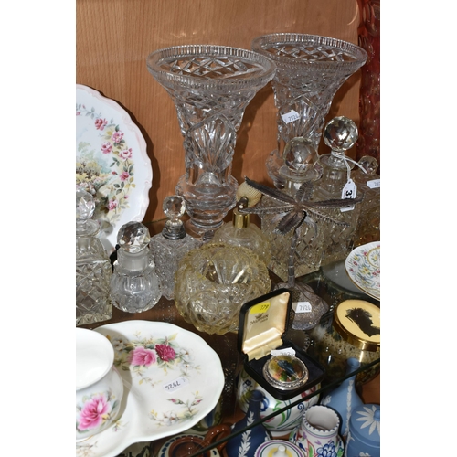 379 - A GROUP OF VICTORIAN CUT CRYSTAL AND CERAMICS, to include a Royal Albert 'Memories' pattern tennis s... 