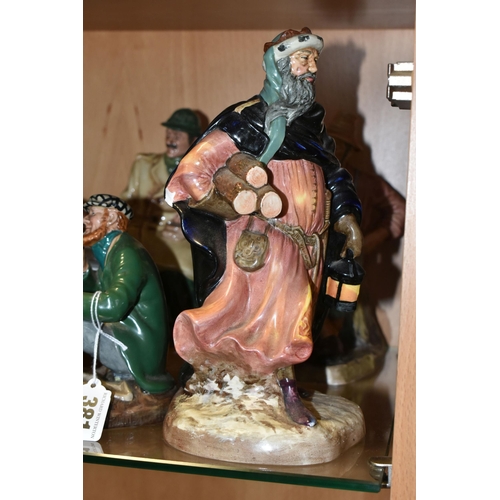 381 - A GROUP OF FIVE ROYAL DOULTON FIGURES, comprising 'A Good Catch' HN2258, 'The Wayfarer' HN2362, 'Goo... 