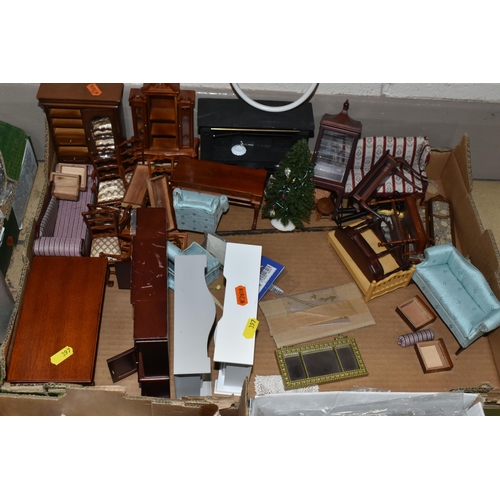 397 - A QUANTITY OF ASSORTED DOLLS HOUSE FURNITURE, FURNISHINGS AND FITTINGS, various furniture, accessori... 