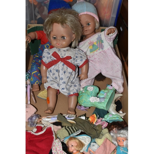 415 - A QUANTITY OF ASSORTED DOLLS, to include a Pedigree Patch doll with a small quantity of original Pat... 