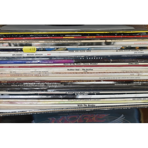 418 - TWO BOXES OF LPS including artists such as Queen, The Beatles, Elton John, U2, Human League, etc in ... 