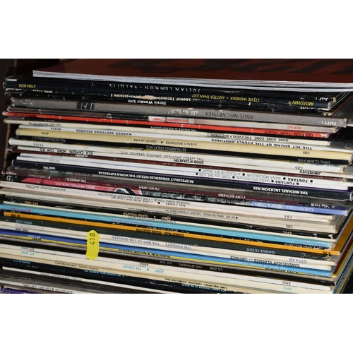 418 - TWO BOXES OF LPS including artists such as Queen, The Beatles, Elton John, U2, Human League, etc in ... 