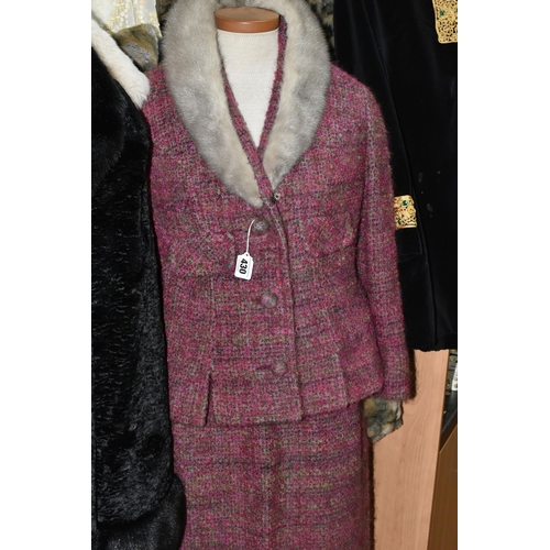 430 - A GROUP OF LADIES VINTAGE CLOTHING, comprising a full length caramel coloured mink coat by Faulkes o... 