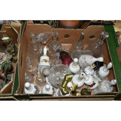 440 - SEVEN BOXES OF CERAMIC ORNAMENTS to include a large collection of ceramic and glass ornamental bells... 