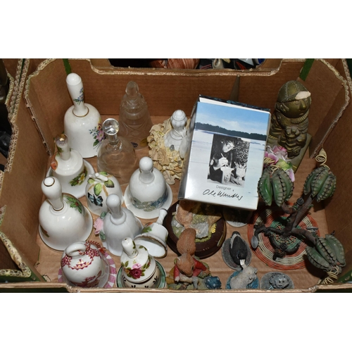 440 - SEVEN BOXES OF CERAMIC ORNAMENTS to include a large collection of ceramic and glass ornamental bells... 