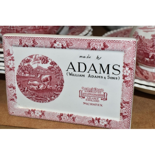 448 - A LARGE COLLECTION OF 'ADAMS' DINNERWARE,  red 'English Scenic' pattern including coffee cups, teacu... 