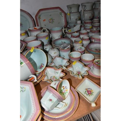 453 - A LARGE ADAMS TEA AND DINNER SET IN HAND-PAINTED 'CALYX WARE' PATTERN to include coffee cups, teacup... 