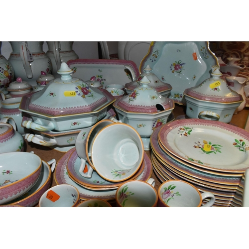 453 - A LARGE ADAMS TEA AND DINNER SET IN HAND-PAINTED 'CALYX WARE' PATTERN to include coffee cups, teacup... 