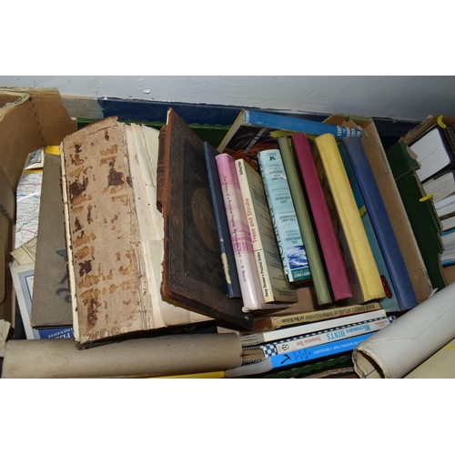 455 - THREE BOXES OF BOOKS AND A COLLECTION OF ARCHITECTURAL BLUEPRINTS FOR A PROPERTY IN BURTON ON TRENT,... 