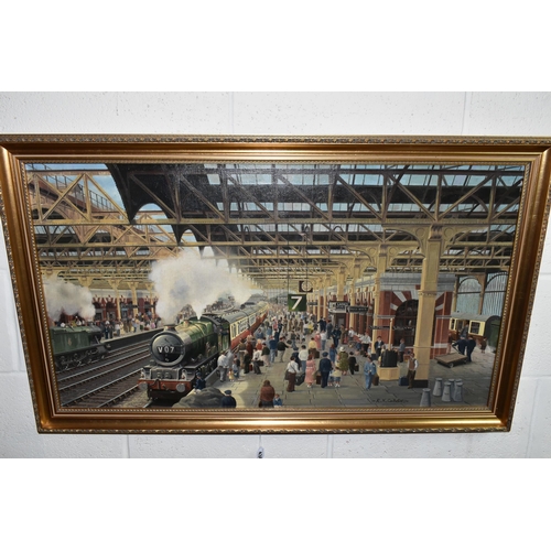 438 - ROBERT K. CALVERT (BRITISH 20th CENTURY) 'SNOWHILL STATION, PLATFORM 7', a nostalgic depiction of th... 